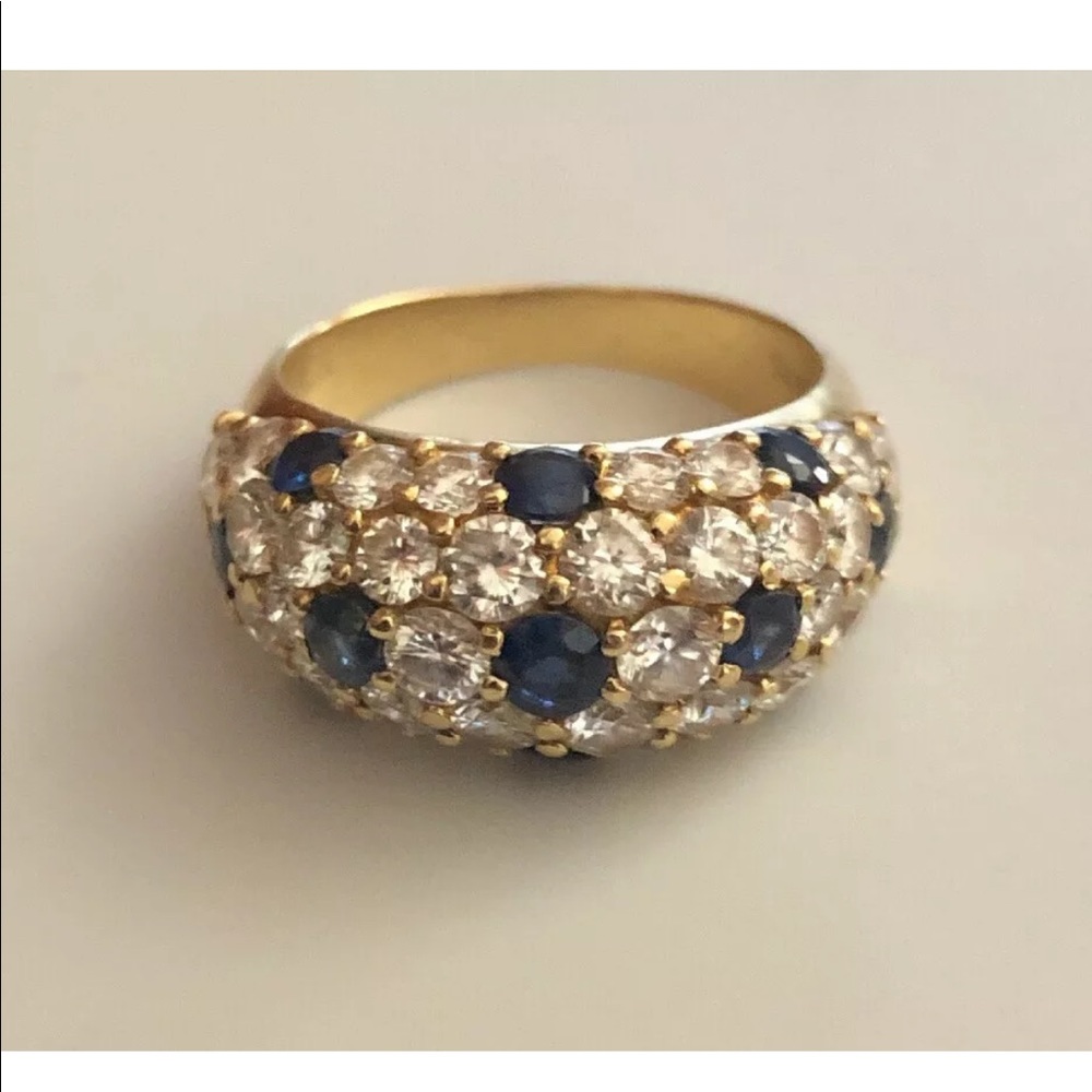 Beautiful Estate T & Co 18k Gold Dome Pave Dia/Sap SOLD!!!